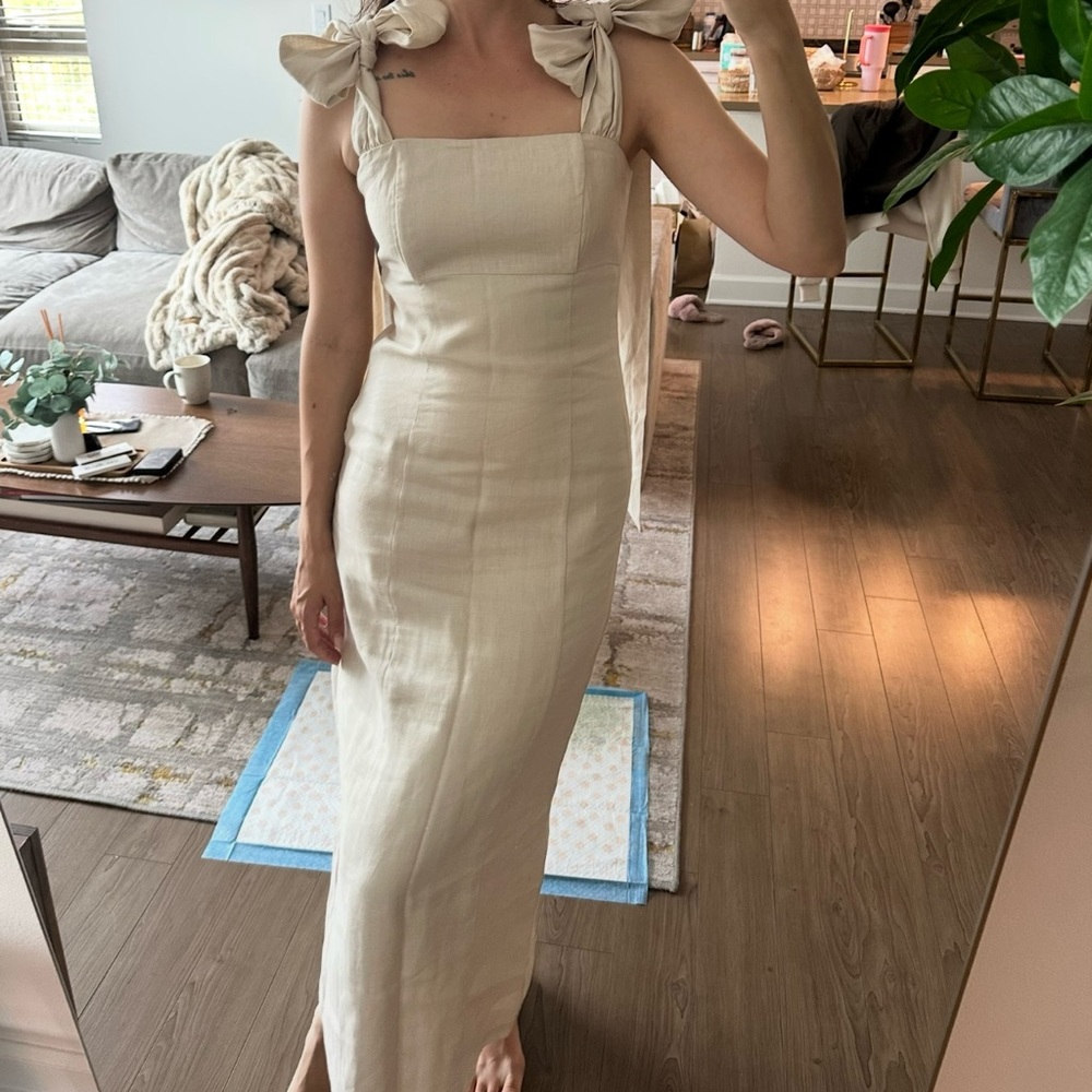 DISSH Cream Maxi Dress with Shoulder Ties
